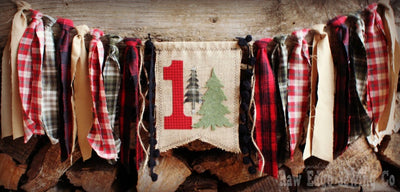 Lumberjack Highchair Banner 1st Birthday Party Decoration - Raw Edge Sewing Co