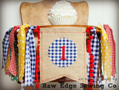 BBQ Picnic Highchair Banner 1st Birthday Party Decoration - Raw Edge Sewing Co
