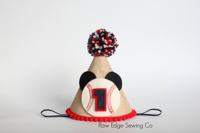 Baseball Mickey Hat First Birthday - Raw Edge Sewing Co