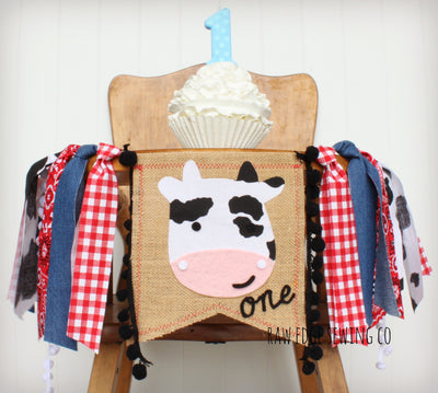 Farm Highchair Banner 1st Birthday Party Decoration - Raw Edge Sewing Co