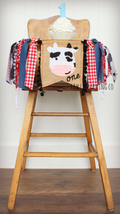 Twins Farm Highchair Banner 1st Birthday Party Decoration - Raw Edge Sewing Co