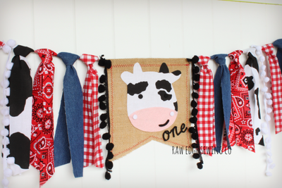 Farm Highchair Banner 1st Birthday Party Decoration - Raw Edge Sewing Co