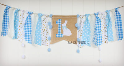 Bunny Highchair Banner 1st Birthday Party Decoration - Raw Edge Sewing Co