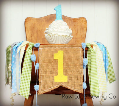 Classic Winnie The Pooh Highchair Banner 1st Birthday Party Decoration - Raw Edge Sewing Co