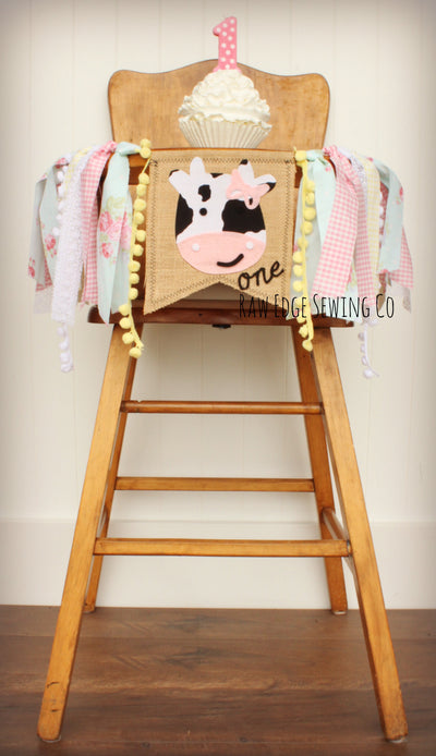 Twins Farm Highchair Banner 1st Birthday Party Decoration - Raw Edge Sewing Co