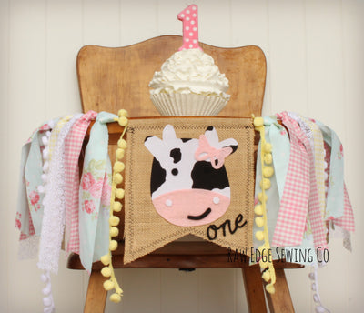 Farm Highchair Banner 1st Birthday Party Decoration - Raw Edge Sewing Co