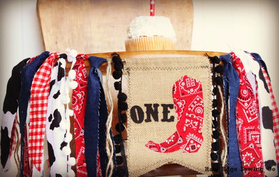 Cowboy Highchair Banner 1st Birthday Party Decoration - Raw Edge Sewing Co