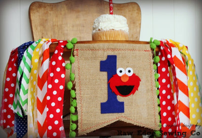 Elmo Highchair Banner 1st Birthday Party Decoration - Raw Edge Sewing Co