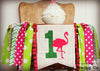 Flamingo Highchair Banner 1st Birthday Party Decoration - Raw Edge Sewing Co