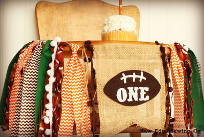 Football Highchair Banner 1st Birthday Party Decoration - Raw Edge Sewing Co