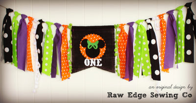 Halloween Minnie Mouse Highchair Banner 1st Birthday Party Decoration - Raw Edge Sewing Co