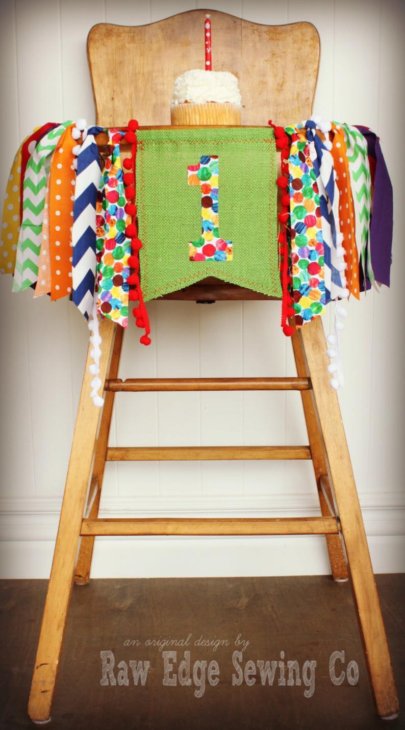 Hungry Caterpillar Highchair Banner 1st Birthday Party Decoration - Raw Edge Sewing Co