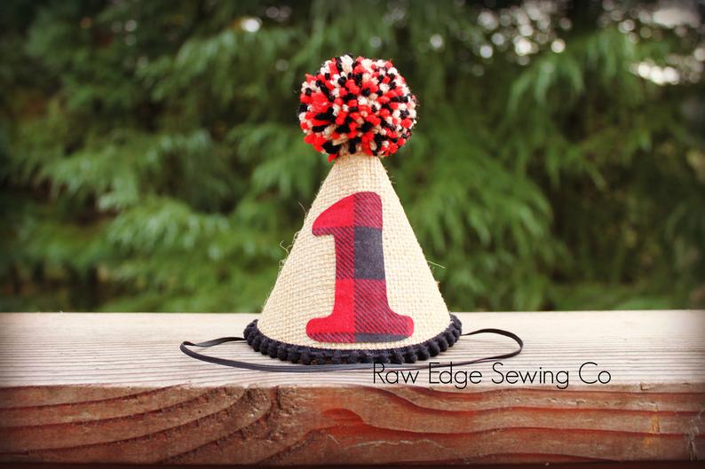 Lumberjack Buffalo Plaid Hat First Birthday - Raw Edge Sewing Co