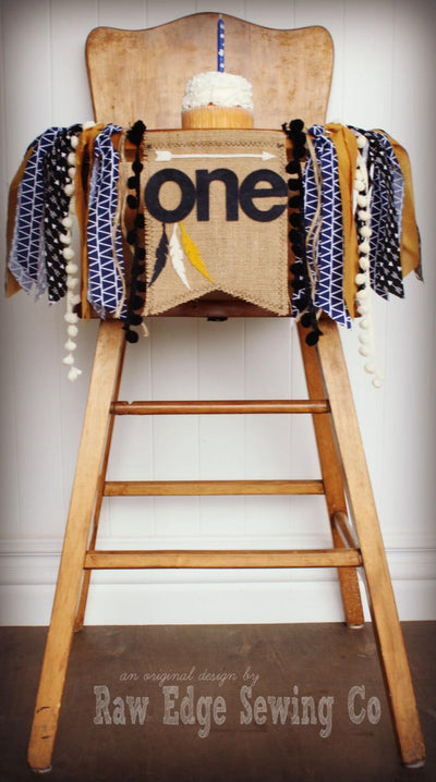 Wild One Highchair Banner 1st Birthday Party Decoration - Raw Edge Sewing Co
