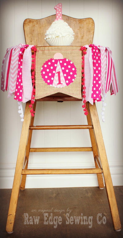 Ladybug Highchair Banner 1st Birthday Party Decoration - Raw Edge Sewing Co