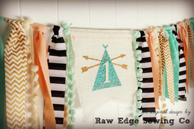 Wild One Highchair Banner 1st Birthday Party Decoration - Raw Edge Sewing Co