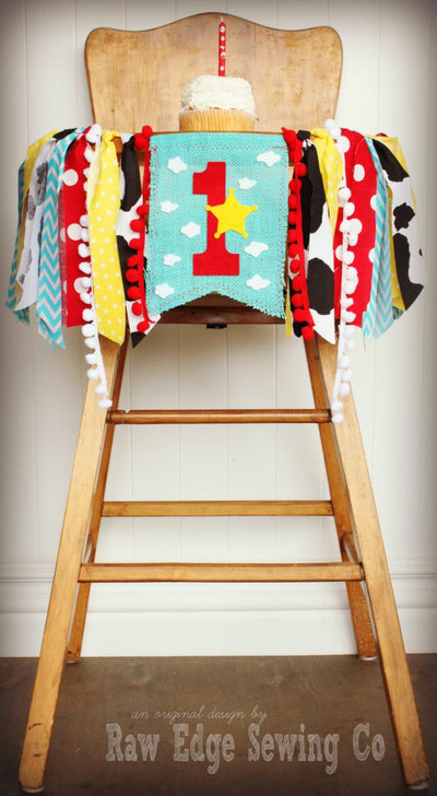 Toy Story Highchair Banner 1st Birthday Party Decoration - Raw Edge Sewing Co