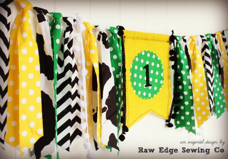 Tractor Highchair Banner 1st Birthday Party Decoration - Raw Edge Sewing Co