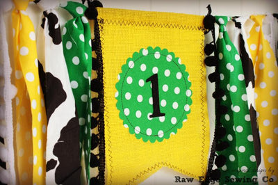 Tractor Highchair Banner 1st Birthday Party Decoration - Raw Edge Sewing Co