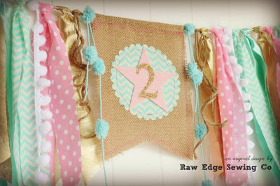 Little Star Highchair Banner 1st Birthday Party Decoration - Raw Edge Sewing Co
