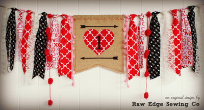 Valentine Highchair Banner 1st Birthday Party Decoration - Raw Edge Sewing Co