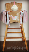 Vintage Bird Highchair Banner 1st Birthday Party Decoration - Raw Edge Sewing Co